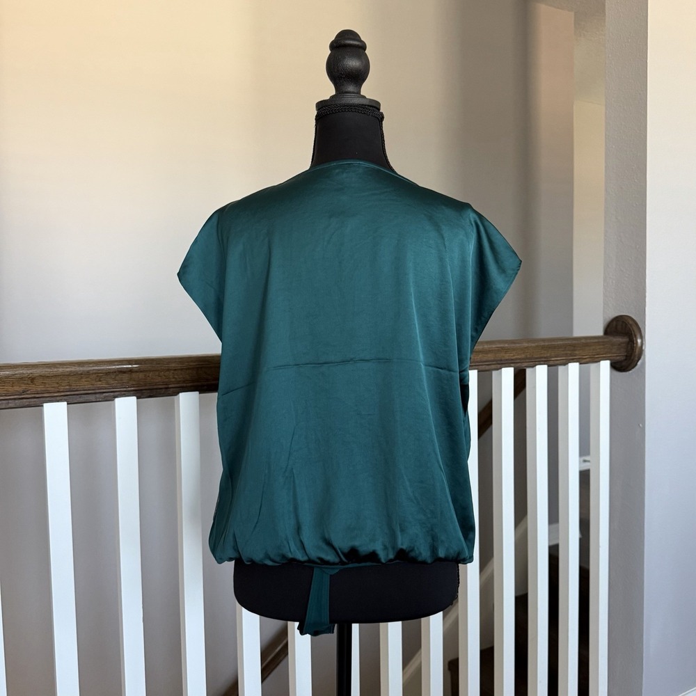 Express NWT Green Satin Cowl Neck Bodysuit Sz Large Goth Party Cocktail Grunge - Picture 3 of 10
